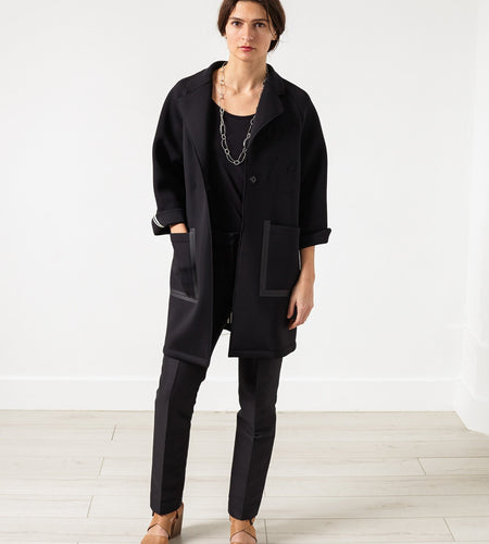 Neoprene Flower Coat in Black