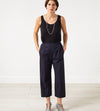 Wide Cropped Trouser in Navy