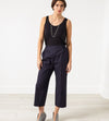 Wide Cropped Trouser in Navy