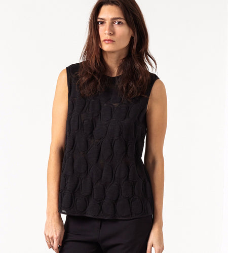 Zip Back Circle Blouse in Black