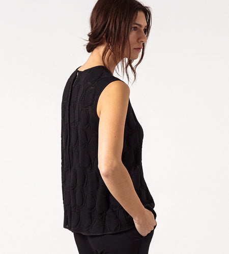 Zip Back Circle Blouse in Black