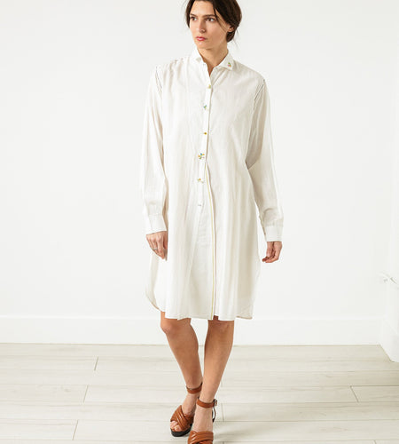 Pleated Sleeve Tunic in White
