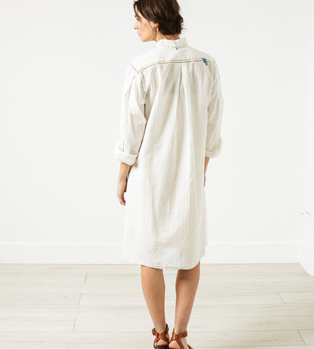 Pleated Sleeve Tunic in White