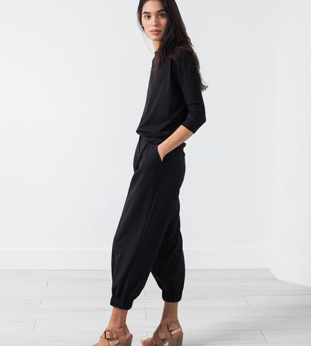 Boat Neck Top in Black