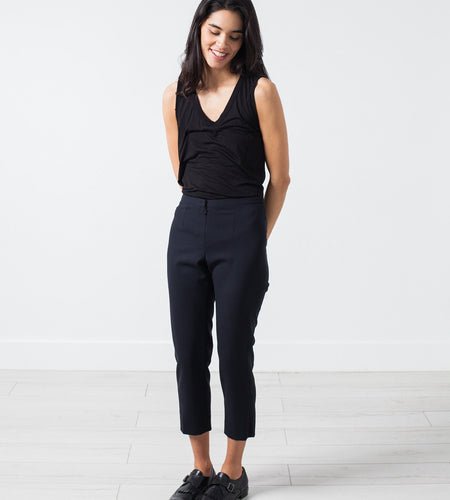 Wool Cropped Pant in Navy