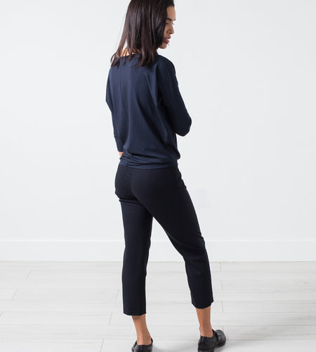 Boat Neck Top in Marine