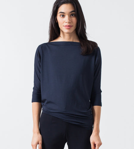 Boat Neck Top in Marine