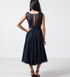 Voile V-Neck Dress in Navy
