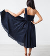 One Shoulder Dress in Navy