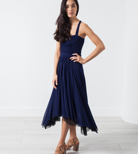 Ruched Party Dress in Navy