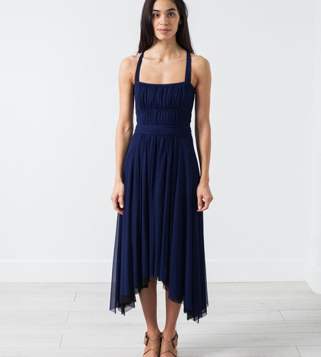 Ruched Party Dress in Navy