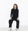 Knit Hooded Jumpsuit in Black