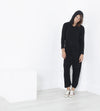 Knit Hooded Jumpsuit in Black