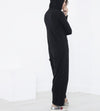 Knit Hooded Jumpsuit in Black