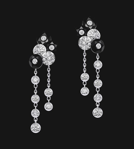 18k Dangling Obsidian Earrings