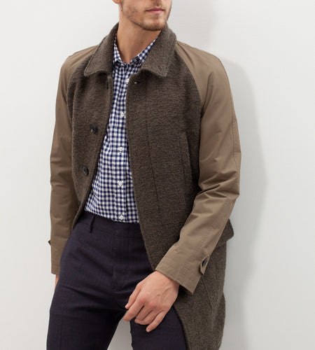 Raglan Maniche Coat in Olive