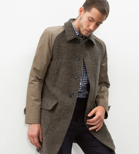 Raglan Maniche Coat in Olive