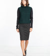 Boucle Turtle Neck in Green/Black