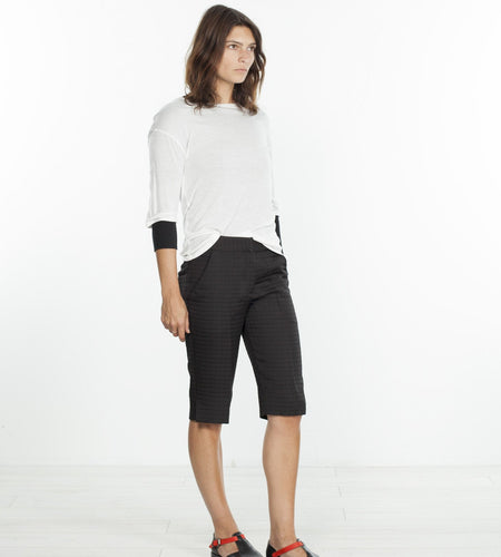Square Stitch Knee Short in Black