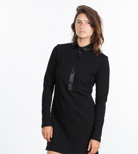 Fleece Jersey Dress in Black