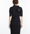 Tie Neck Wool Dress in Black