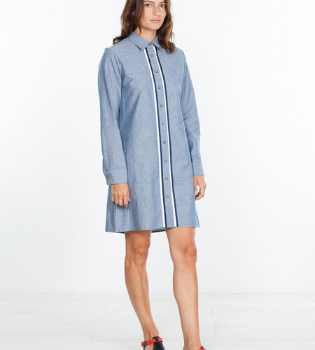 Chambray Shirtdress in Blue