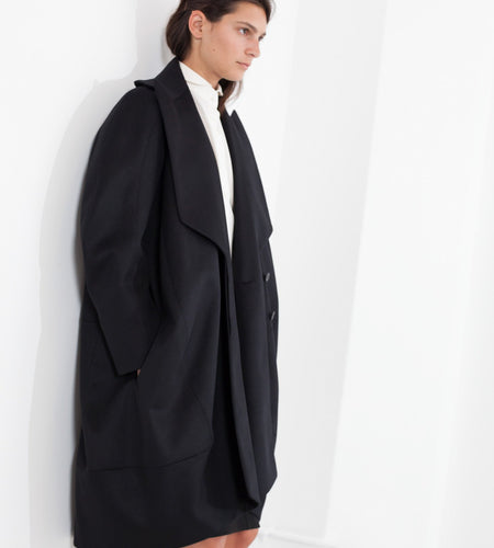 Shahmeena Cocoon Coat in Black