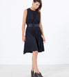 Sleeveless Pleated Dress in Navy
