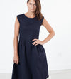 Pleated Rita Dress in Dark Navy
