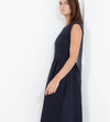 Pleated Rita Dress in Dark Navy