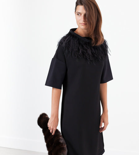 Ostrich Plume Dress in Black