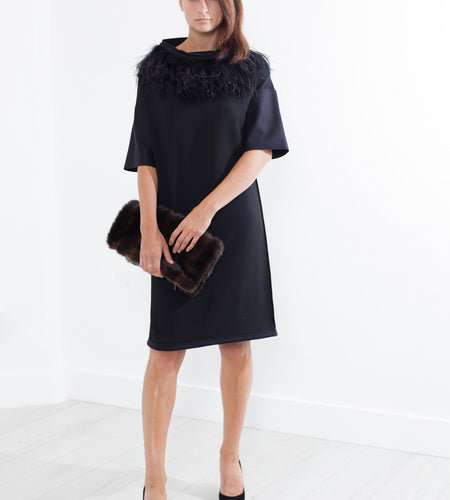 Ostrich Plume Dress in Black