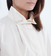 Full Collar Poplin Blouse in Off White