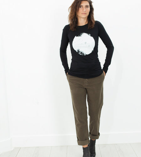 Sueded Cotton Pant in Khaki