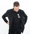 Broken Leather Bomber in Black