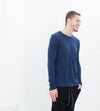 Cashmere Jersey Long Sleeve Tee in Navy