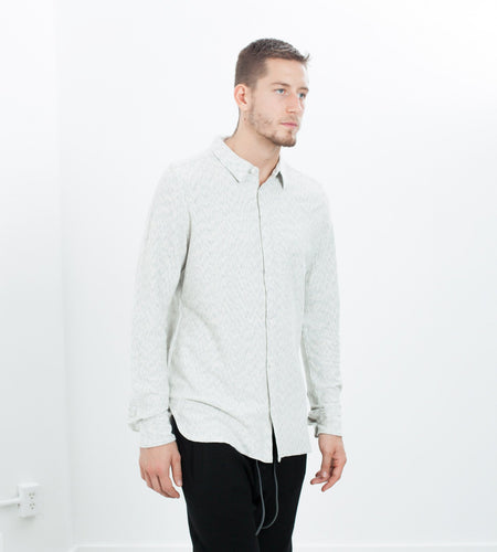 Kasuri Jersey Button-Up in Ivory/Black