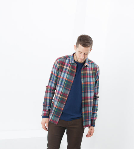 Riccardo Button-Up in Plaid Multi