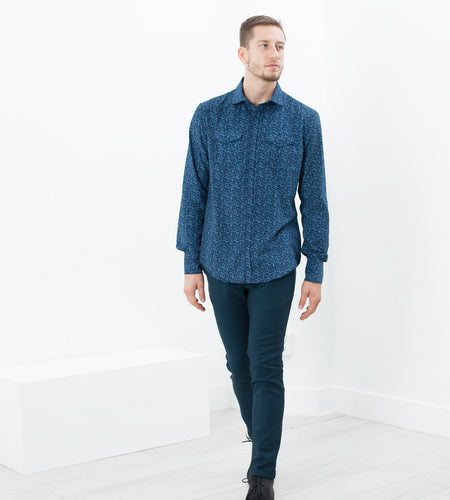 Western Arkansas Button-Up in Blue Floral