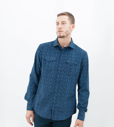 Western Arkansas Button-Up in Blue Floral