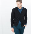 Hidden Placket Cardigan in Black