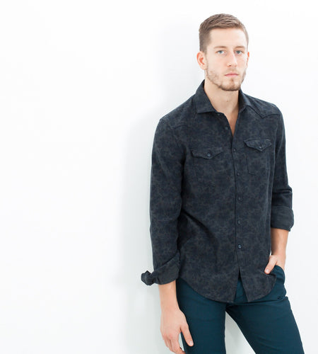 Western Arkansas Button-Up in Dark Hash Floral