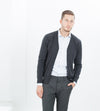 Hidden Placket Cardigan in Charcoal