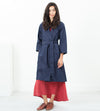 Sateen Trench in Navy
