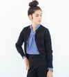 Quilt Pattern Cardigan in Black/Navy