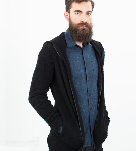 Pill Zip Sweater in Black