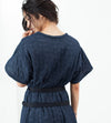Quilted Mesh T-Shirt Dress in Navy