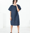 Quilted Mesh T-Shirt Dress in Navy