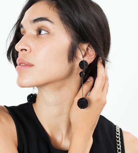 Drop Cluster Earring in Black