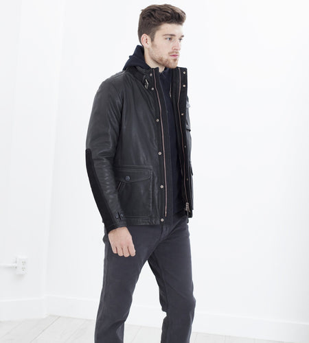 Prince Leather Field Jacket in Meteor